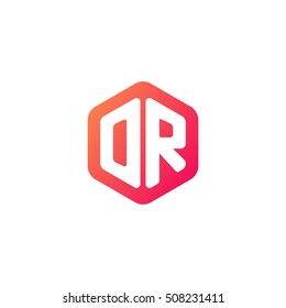 Initial letters OR rounded hexagon shape red orange simple modern logo