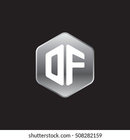 Initial letters OF rounded hexagon shape silver modern logo