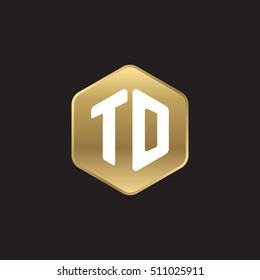 Initial letters TO rounded hexagon shape gold modern logo