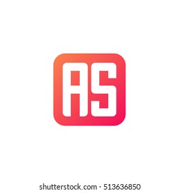 Initial letters AS rounded square shape red orange simple modern logo