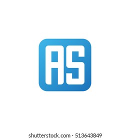Initial letters AS rounded square shape blue simple modern logo