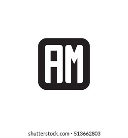 Initial letters AM rounded square shape monogram black simple modern logo