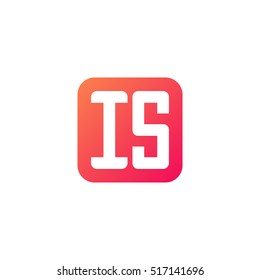 Initial letters IS rounded square shape red orange simple logo