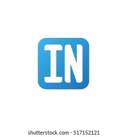 Initial letters IN rounded square shape blue simple logo