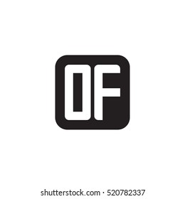 Initial letters OF rounded square shape monogram black simple logo