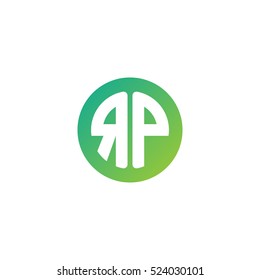 Initial letters RP circle shape green simple logo
