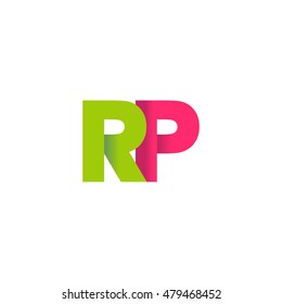 Initial letters RP overlapping fold logo green magenta