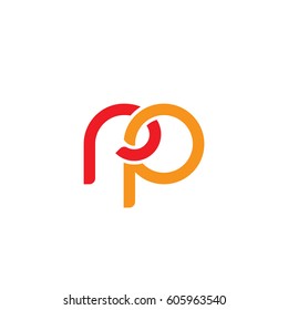 Initial letters rp, round overlapping chain shape lowercase logo modern design red orange