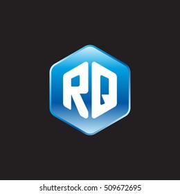 Initial letters RQ rounded hexagon shape blue modern logo