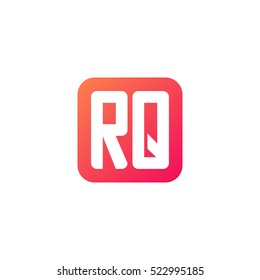 Initial letters RQ rounded square shape red orange simple logo