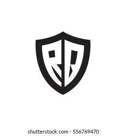 Initial letters RQ shield shape black monogram logo
