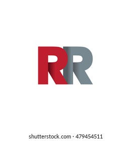 Initial letters RR overlapping fold logo red gray
