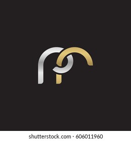 Initial letters rr, round overlapping chain shape lowercase logo modern design silver gold