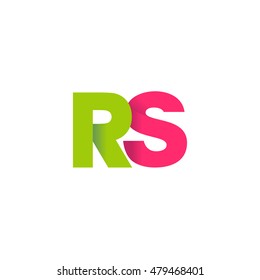 Initial letters RS overlapping fold logo green magenta