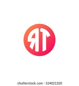 Initial letters RT circle shape red orange simple logo