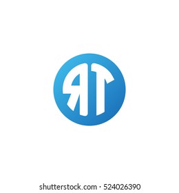Initial letters RT circle shape blue simple logo
