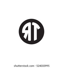 Initial letters RT circle shape monogram black simple logo