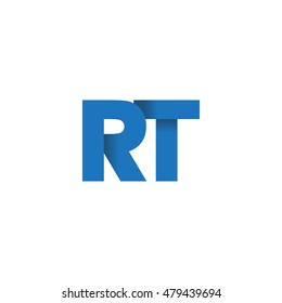 Initial letters RT overlapping fold logo blue