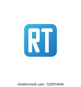 Initial letters RT rounded square shape blue simple logo