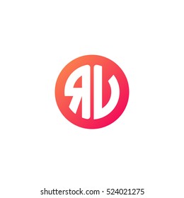 Initial letters RV circle shape red orange simple logo