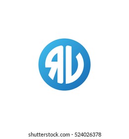 Initial letters RV circle shape blue simple logo