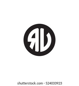 Initial letters RV circle shape monogram black simple logo