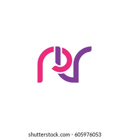 Initial letters rv, round overlapping chain shape lowercase logo modern design pink purple