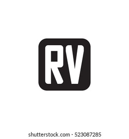 Initial letters RV rounded square shape monogram black simple logo