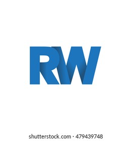 Initial letters RW overlapping fold logo blue