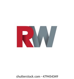 Initial letters RW overlapping fold logo red gray