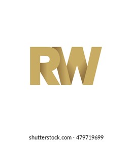 Initial letters RW overlapping fold logo brown gold