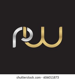 Initial letters rw, round overlapping chain shape lowercase logo modern design silver gold