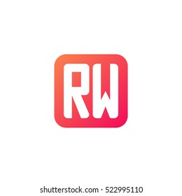 Initial letters RW rounded square shape red orange simple logo