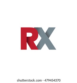 Initial letters RX overlapping fold logo red gray