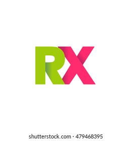 Initial letters RX overlapping fold logo green magenta