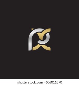 Initial letters rx, round overlapping chain shape lowercase logo modern design silver gold