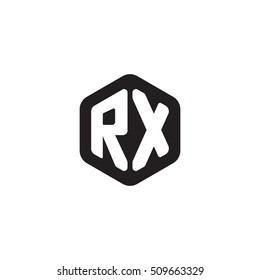 Initial letters RX rounded hexagon shape monogram black simple modern logo