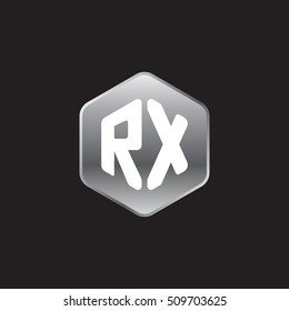 Initial letters RX rounded hexagon shape silver modern logo
