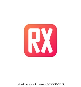 Initial letters RX rounded square shape red orange simple logo