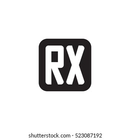 Initial letters RX rounded square shape monogram black simple logo