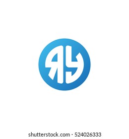 Initial letters RY circle shape blue simple logo