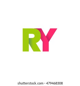 Initial letters RY overlapping fold logo green magenta