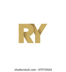 Initial letters RY overlapping fold logo brown gold