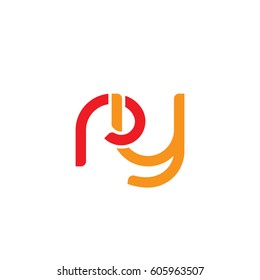 Initial letters ry, round overlapping chain shape lowercase logo modern design red orange