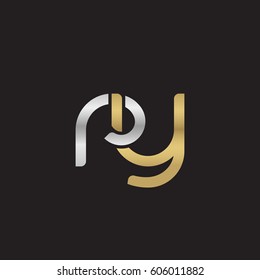 Initial letters ry, round overlapping chain shape lowercase logo modern design silver gold