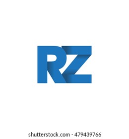 Initial letters RZ overlapping fold logo blue
