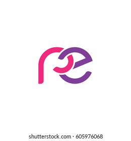 Initial letters rz, round overlapping chain shape lowercase logo modern design pink purple