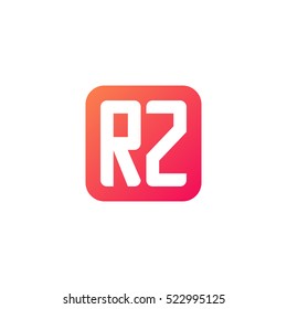 Initial letters RZ rounded square shape red orange simple logo