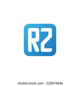 Initial letters RZ rounded square shape blue simple logo