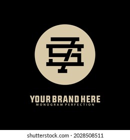 Initial letters S, 7, S7 or 7S overlapping, interlocked monogram logo, cream and black color on black background